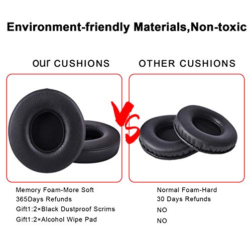 Professional Replacement Ear Pads for Beats Solo 2 & Solo 3 Wireless On-Ear Headphone/Soft Protein Leather/Noise Isolation Memory Foam/Strong Adhesive Tape/Cloud Like Comfort/Extra Durable - color: Black