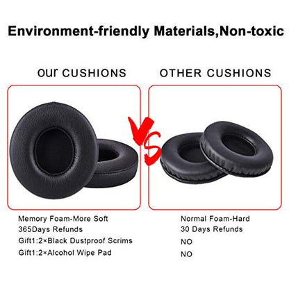 Professional Replacement Ear Pads for Beats Solo 2 & Solo 3 Wireless On-Ear Headphone/Soft Protein Leather/Noise Isolation Memory Foam/Strong Adhesive Tape/Cloud Like Comfort/Extra Durable - color: Black