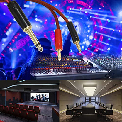 1/4 TS to Banana Plug,6.35mm TS Phono to Banana Speaker Audio Cable-5M | Gold-Plated 1/4 TS Male to Dual Banana Plugs OFC HiFi Speaker Wire for DJ Application, Mixer, Headphone Jack-16.5ft - size: 5m