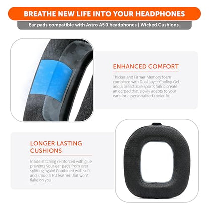 WC Mod Kit A50 - Earpads & Headband for Astro A50 Gen 4/5 / A50x | Made by Wicked Cushions | Cooling Gel Earpads and Matching Headband that offer Enhanced Comfort & Durability | Black Camo - color: Black Camo