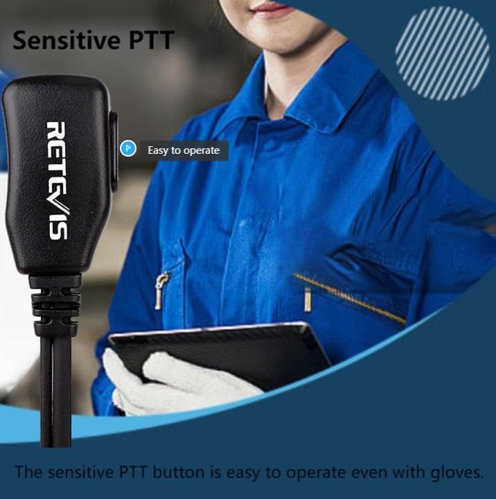 Retevis Walkie Talkie Earpiece with Mic, for RT22/RT21/RT68/H777/RT86