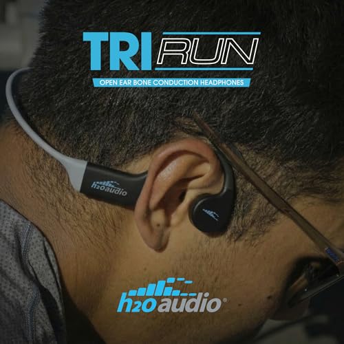 H2O Audio TRI Run Open Ear Bone Conduction Headphones. Sweatproof Multisport Headphones for Running, Cycling, and Paddling. Wireless Wrap Around Sport Earbuds, IPX8 Waterproof, Bluetooth 5.3