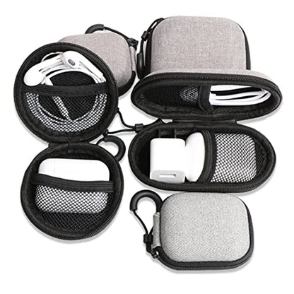 BetterJonny 3 Pack EVA Hard Earphone Carrying Case - Portable Storage Mini Earbud Case for Bluetooth Ear Buds - USB Adapter Cable Coin Pouch Wallet (Grey) - color: Grey