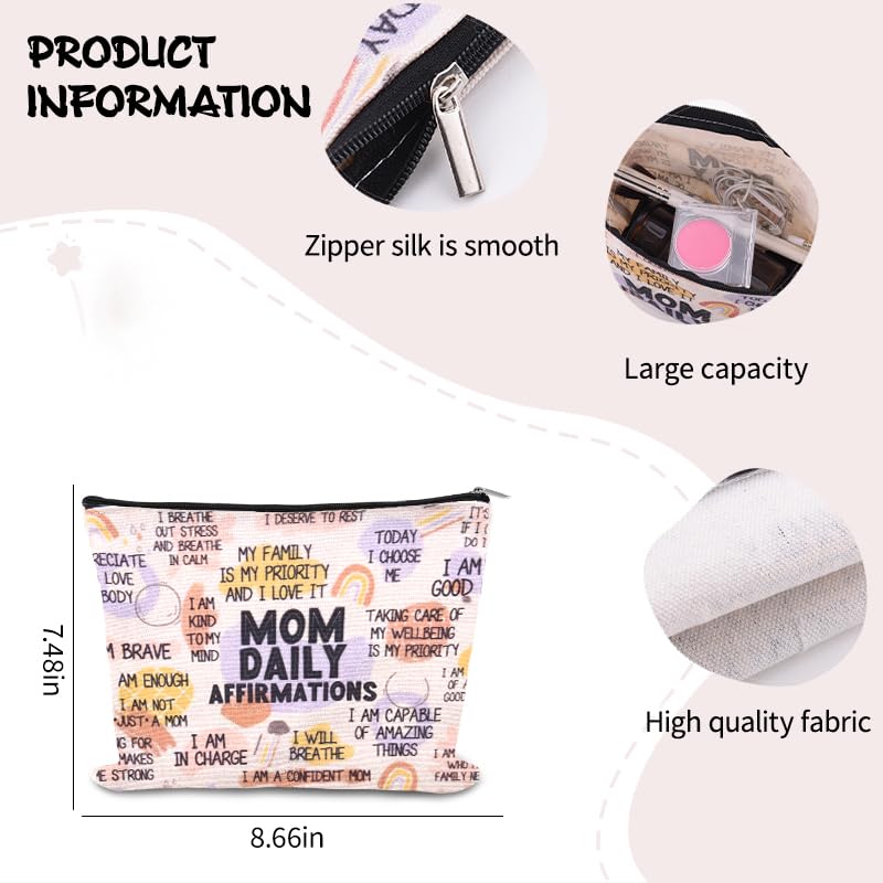 Mother Mom Daily Affirmations Gifts Inspirational Mom Mental Health Gifts Makeup Bag Mothers Day Gifts for Women Mommy Bag Accessories Pouch Holiday Easter Birthday Gifts for Mother Mama Cosmetic Bags - color: Mother Mom Daily Affirmations Gifts