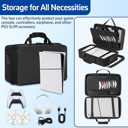 OUUTMEE Hard Shell Carrying Case Compatible with PS5 Slim - size: For PS5 Slim