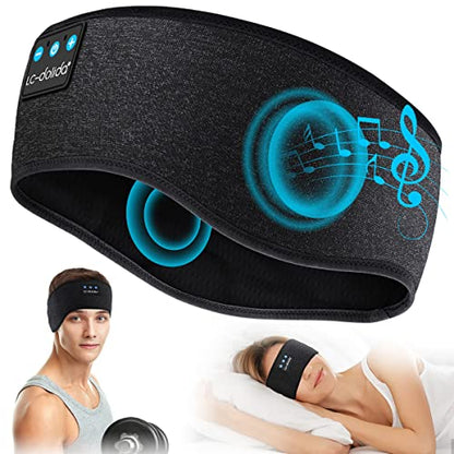 LC-dolida Sleep Headphones Bluetooth Music Band Headphones with Thin HD Stereo Speakers Perfect for Side Sleepers, Sport, Yoga, Travel - color: Black Stripe