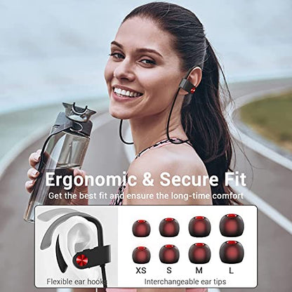 Bluetooth Headphones, Bluetooth 5.3 IPX7 Waterproof Wireless Sports Earbuds for Workout Gym, 16 Hrs Playtime Running Headphones with Noise Cancelling Mic, HiFi Bass Stereo in-Ear Earphones | 16 Hours Playtime, Sweatproof Stereo Earphones with MIC, Noise C