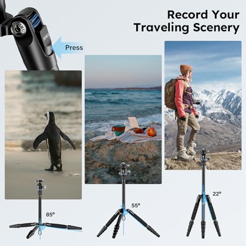 SIRUI AM-025K+KS-5 Carbon Fiber Travel Tripod, Ball Head, 55.1" | 360° Pan, Quick Release Plate, Lightweight, Compact, DSLR, Mirrorless Camera, Travel, Outdoor Photography - style: 55.1" Compact Tripod