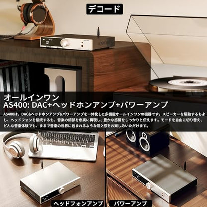 S.M.S.L AS400 HiFi Power Amplifier with Built-in DAC - 165Wx2 Stereo smsl Amplifier for Home Audio, Bluetooth LDAC aptX HD, HDMI-ARC, MM Phono, High-Res Audio smsl dac with MQA Support
