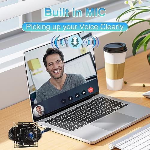 ELP H.264 1080P USB Camera Module with Microphone 3.6mm Wide Angle Webcam | FHD PC Camera for Computer & Laptop, UVC USB2.0 Lightburn Camera for Laser, Home Security, Embedded Machine Vision, Robotics - size: 3.6mm lens