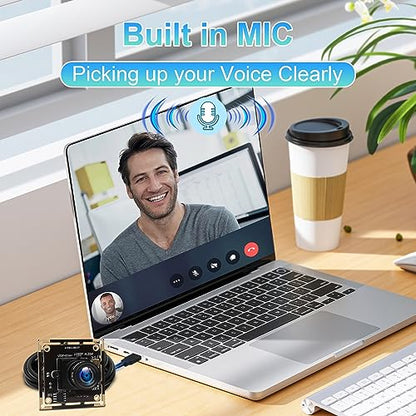 ELP H.264 1080P USB Camera Module with Microphone 3.6mm Wide Angle Webcam | FHD PC Camera for Computer & Laptop, UVC USB2.0 Lightburn Camera for Laser, Home Security, Embedded Machine Vision, Robotics - size: 3.6mm lens
