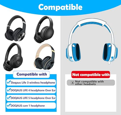 Life 3 Earpads Replacement Compatible with Doqaus Life 3 Wireless Headphone,earpads for Doqaus Life 3 Wireless Headphone (Breathable, Black)