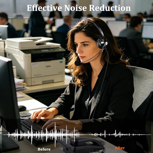 Callez Telephone Headset for Grandstream Avaya Panasonic Snom Ooma Phones | RJ9 Phone Headset with Noise Cancelling Mic, Volume Controls, Work for Grandstream GXP2135 2170 Avaya 1608 1616 Office Phones - color: Silver