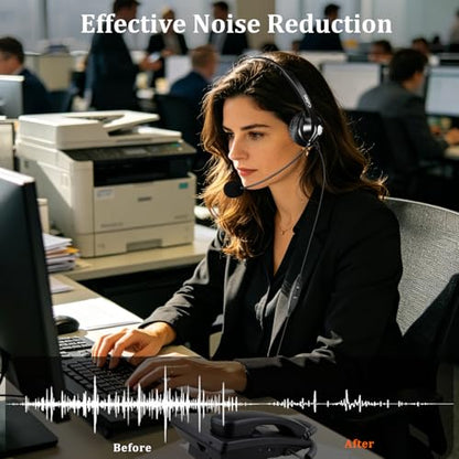 Callez Telephone Headset for Grandstream Avaya Panasonic Snom Ooma Phones | RJ9 Phone Headset with Noise Cancelling Mic, Volume Controls, Work for Grandstream GXP2135 2170 Avaya 1608 1616 Office Phones - color: Silver