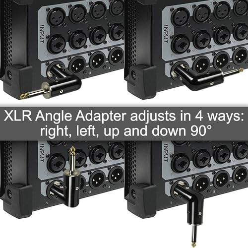 HQRP 2-Pack 3-Pin XLR Female to 1/4" / 6.35 mm Male TS Angle Adapter with 4 Adjustable Angle Positions Right Left and 90 Degree Compatible with Mixers, Microphones, amplifiers, EQ, Rack Gear, etc - style: XLR Female to 1/4" TS