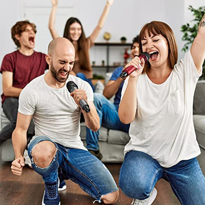 TONOR Wireless Microphones, Dual UHF Karaoke Microphone System, Microfonos Inalambricos with Rechargeable Receiver, Cordless Dynamic Mics Set for Singing, Wedding, Party, 200ft TW320, 2 Mics Grey&Red - style: Dual Mic Grey Red