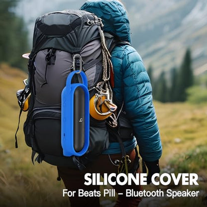 Silicone Cover for Beats Pill Portable Bluetooth Speaker Storage Bag Speaker Holder Travel Bag (Blue) - color: Blue