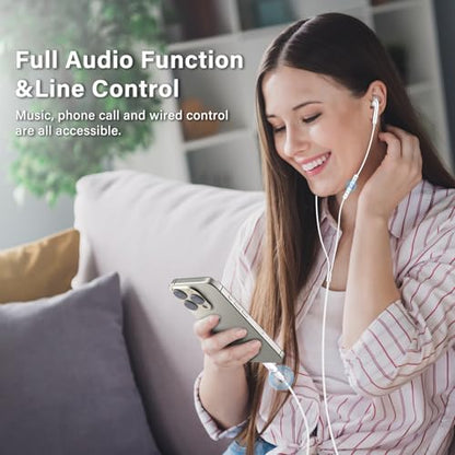 USB C to Lightning Audio Adapter, USB C Male to Female Lightning Headphone Audio Adapter Compatible with iPhone 16/16Pro/15/15Pro, iPad Pro, iPad Air 6/5, MacBook, Galaxy S24(Audio Only, No Charge) - color: White