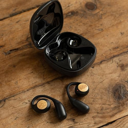 House of Marley Liberate Open-Ear True Wireless Earbuds, 20 Hrs Total Playtime, Quick Charge, Built-in Microphones, 12mm Drivers, Sustainable and Eco-Friendly Design (Signature Black) - color: Signature Black