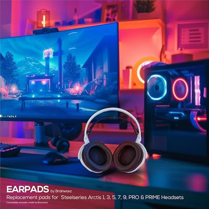Brainwavz Replacement Earpads for SteelSeries Arctis 1, 3, 5, 7, 9X, Pro & Prime Headset, Memory Foam & PU Leather (Black) - color: Black