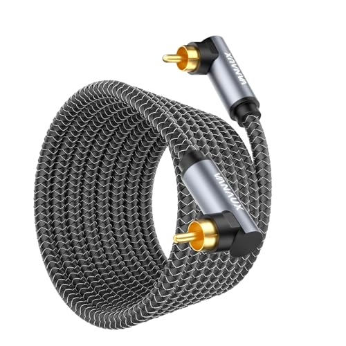 VANAUX Double 90 Degree RCA Cable,Subwoofer Cable Right Angle,Digital Coaxial Audio Cord [Double Shielded Digital Analogue] for Amplifiers,Hi-Fi Systems,HDTV,Sound Bar(16.5ft/5m) - size: 16.5 ft, style: Double 90°