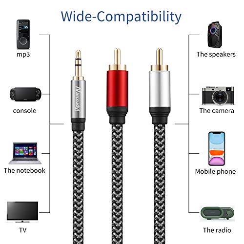 3.5mm to 2RCA Audio Cable 1ft,3.5mm AUX to 2RCA Audio Cable for Stereo Receiver Speaker Smartphone Tablet HDTV MP3 Player & More Stereo Cable Audiophiles Headphone 2RCA Cable - size: 1ft/0.3M