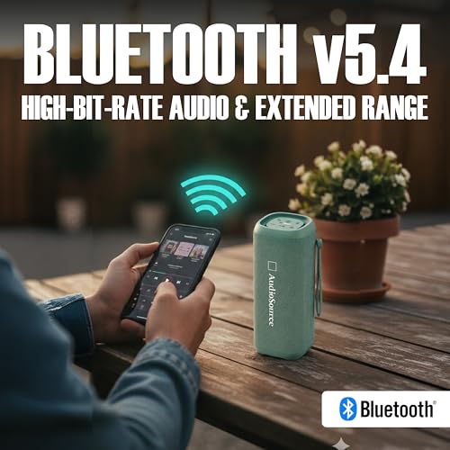 Audiosource Portable Bluetooth Speaker, 30W Loud Sound, Dual Passive Radiators for Deep Bass, Bluetooth 5.4, Auracast Multi-Speaker Pairing, IP67 Waterproof, 200ft Range, 12H Battery (Sea Foam) - color: Sea Foam