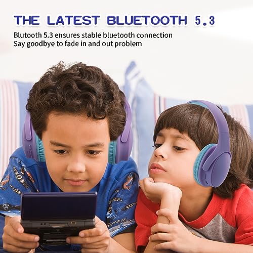 Kids Wireless Headphones, Bluetooth Headphone for Teen Kids, Over Ear Toddler Headphones Foldable with Built-in Mic for Cell Phones TV Tablet School Network Boys Girls (e6 Purple) - color: e6 purple