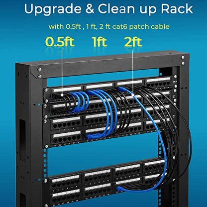 Rapink Patch Cables Cat6 2ft (24 Pack), Ethernet Patch Cable 10G, Cat 6 Patch Cable for Patch Panel to Switch, Flexiable Cat 6 Ethernet Cable with Gold Plated Black - color: Black, size: 2FT, style: 24 Pack