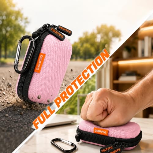 Pink Mini Hard Earbud Case, Small Portable Rectangle Carrying Case Pouch | Small Hard Case for Apple Airpods, Earpods, Samsung Galaxy Buds, Earbuds, Earplugs, In Ear Monitor, USB Cable, Flash Drive - color: Pink