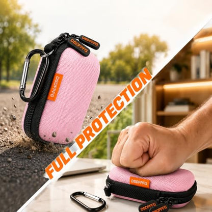 Pink Mini Hard Earbud Case, Small Portable Rectangle Carrying Case Pouch | Small Hard Case for Apple Airpods, Earpods, Samsung Galaxy Buds, Earbuds, Earplugs, In Ear Monitor, USB Cable, Flash Drive - color: Pink