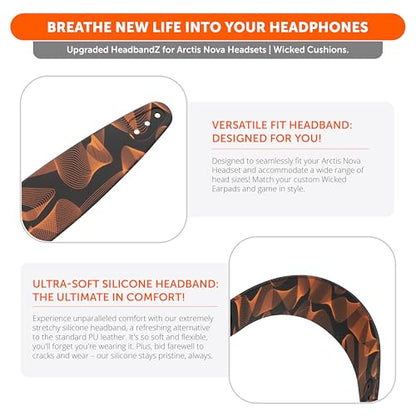 WC HeadbandZ Arctis Nova - Upgraded Silicone Headband for Arctis Nova Headsets by Wicked Cushions - Enhanced Flexibility, Comfort, and Style with Matching Earpad Designs | Kinetic Wave - color: Kinetic Wave