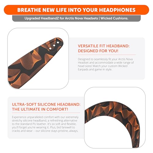 WC HeadbandZ Arctis Nova - Upgraded Silicone Headband for Arctis Nova Headsets by Wicked Cushions - Enhanced Flexibility, Comfort, and Style with Matching Earpad Designs | Kinetic Wave - color: Kinetic Wave