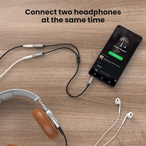 UGREEN Headphone Splitter 3.5mm Audio Y Cable Male to Dual Female Adapter | For Music Sharing, Hi-Fi Stereo Sound, Aluminum Alloy Shell, 24K Gold-Plated, For Phone PC Headset, 7.87", Audio Output Only