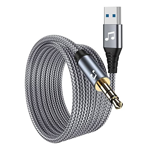 6FT USB to 3.5mm Audio Jack Adapter，USB 2.0 to 3.5mm AUX Stereo Audio Cord，Compatibility with Laptop, Speaker, Support Windows，Not Applicable to Charging and MP3, Truck, TV USB Ports