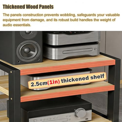 YLLFFLL Open Shelf Stereo Component Rack Stand Tabletop, 2 3 4 Tier Audio Racks and Av Media Cabinet with Footpad, Upright HiFi Cabinets and Stands Under Desk(#1,2 Layer) - color: #1, size: 2 layer