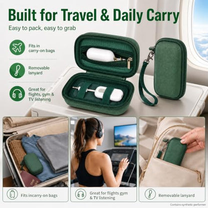 COMECASE Bluetooth Transmitter Case for AirFly SE/Pro 2/Pro/Duo | Hard EVA Travel Case with Elastic Band and Dual Straps, for AirFly and Small Audio Adapters,Commutes and Daily Carry, Green - color: Green