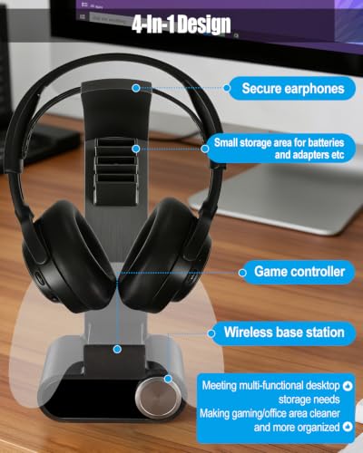 Headphone and Game Controller Stand Compatible with SteelSeries Arctis | SteelSeries Arctis Nova Pro 무선 헤드셋과 호환되는 헤드셋 홀더, 무선 베이스 스테이션용 도크 포함 - size: With Game Controller Stand