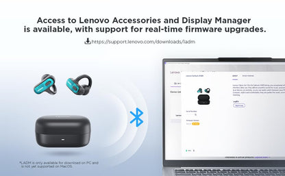 Lenovo Open Ear Clip On Earbuds X500 Bluetooth 6.0 Wireless Earbuds with 11 mm Drivers, Open Ear Ergonomic Design, Dual Device Connectivity, Built in Mic, Fast Charge, White - color: White