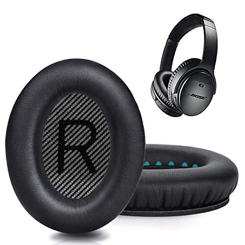 GEVO Premium Replacement Ear Pads for Bose QC35 & QC35ii Headphones - Black | Fits QuietComfort 35 & 35ii / SoundLink 1&2 AE（Over-Ear）- Soft Protein Leather · Adaptive Memory Foam and Extra Durable - color: Black