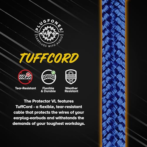 Plugfones Protector Volume Limited Audio Earbuds, OSHA Compliant Earplugs with Sound, Blue & Yellow - color: Yellow & Red