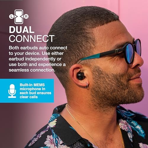 JLab Go Air Pop+ True Wireless Earbuds, in Ear Headphones, Bluetooth Earphones, 35H Playtime Ear Buds, Bluetooth Earbuds with Microphone, USB-C Charging Case, Dual Connect, EQ3 Sound, Black - color: Black, style: Pop+