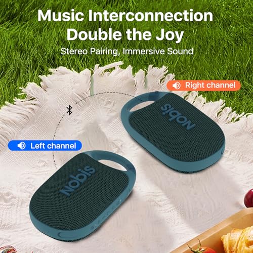 NOBIS Clip Portable Bluetooth Speaker, Up to 24H Playtime, IP68 Waterproof | BT 5.3, HD Sound & Custom EQ Via App, Wireless Stereo Pairing, Built-in Carabiner for Outdoor & Travel - color: Blue