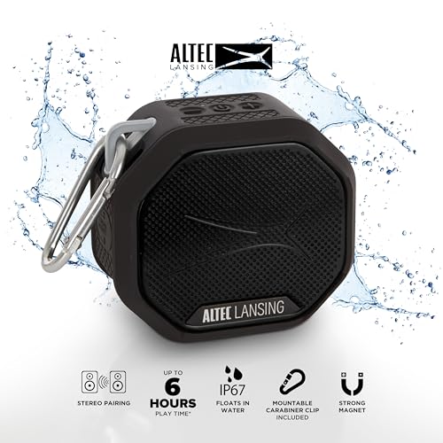 Altec Lansing - Portable Bluetooth Speaker, Waterproof IP67 - color: Black