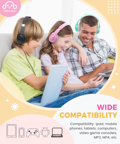 UKELALA C3 Kids Headphones Wired, On-Ear Wired Head Phones for Boys Girls with 3.5mm Jack, Foldable, Adjustable Headband, Child Headphone for School Home Airplane Tablet Pink - color: Pink