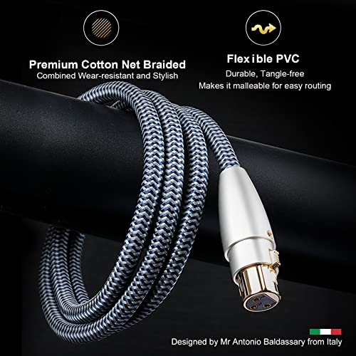Balanced XLR Cable 2-Pack, Male to Female, 3-Pin, 9.8ft/3M, 24k Gold Plated - color: XLR Cables, size: 9.8FT/3m