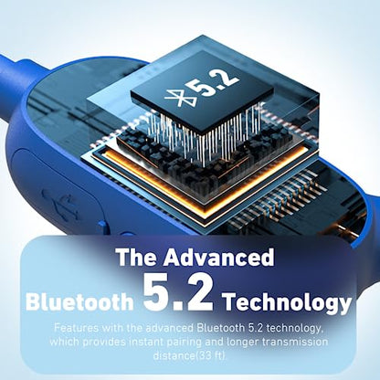 Mehomeli Kids Headphones, Bluetooth 5.2 Air Conduction Open Ear Headphones, 85dB Volume Limiting, Stereo Sound with Mic, IPX5 Waterproof, 20H Playtime, Perfect for School and Outdoor Activities-Blue | 85dB Volume Limiting, Stereo Sound with Mic, IPX5 Wate