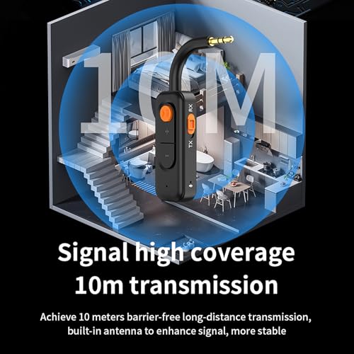 Bluetooth 5.4 Audio Transmitter Receiver with Low Latency,3.5MM AUX Bluetooth Car Adapter with Built-in Microphone for Hands-Free Calls,Wireless Audio Receiver for Home Stereo/Wired Speaker