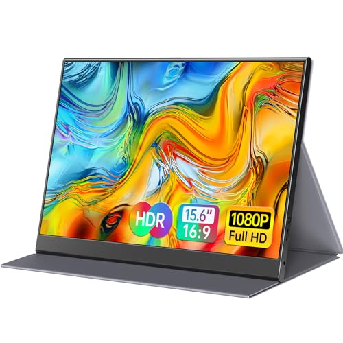 ForHelp 15.6inch Portable Monitor,1080P USB-C HDMI Second External Monitor for Laptop,PC,Mac Phone,PS,Xbox,Swich,IPS Ultra-Thin Zero Frame Gaming Display/Premium Smart Cover | 15.6" FHD IPS ultra-slim zero-frame, USB-C/HDMI, smart cover, for PC/Mac/Phone/
