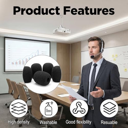 20 Pc Microphone Covers Foam, Headset Mic Foam Cover Mic Windscreen | Mic Cover for Noise Reducing Foam Protection Studio Recording Accessories Lapel and Lavalier Microphones